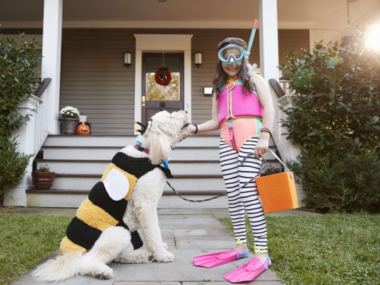 A child with her dog