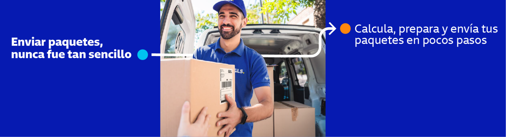 Mensajero de GLS recogiendo paquetes de un cliente